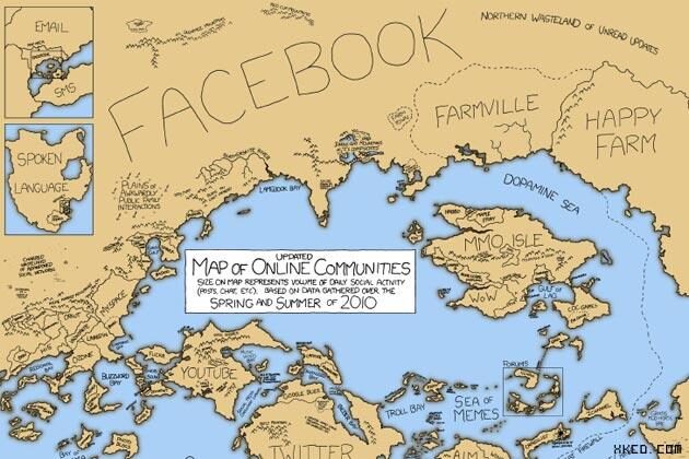 Cartoonist creates World Maps of Social Networking