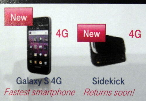 Confirmed T-Mobile SideKick 4G, Samsung Galaxy S 4G