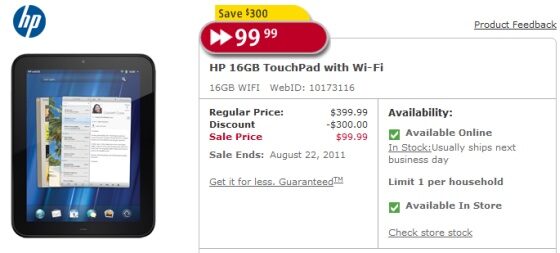 HP Slashes TouchPad to $99!